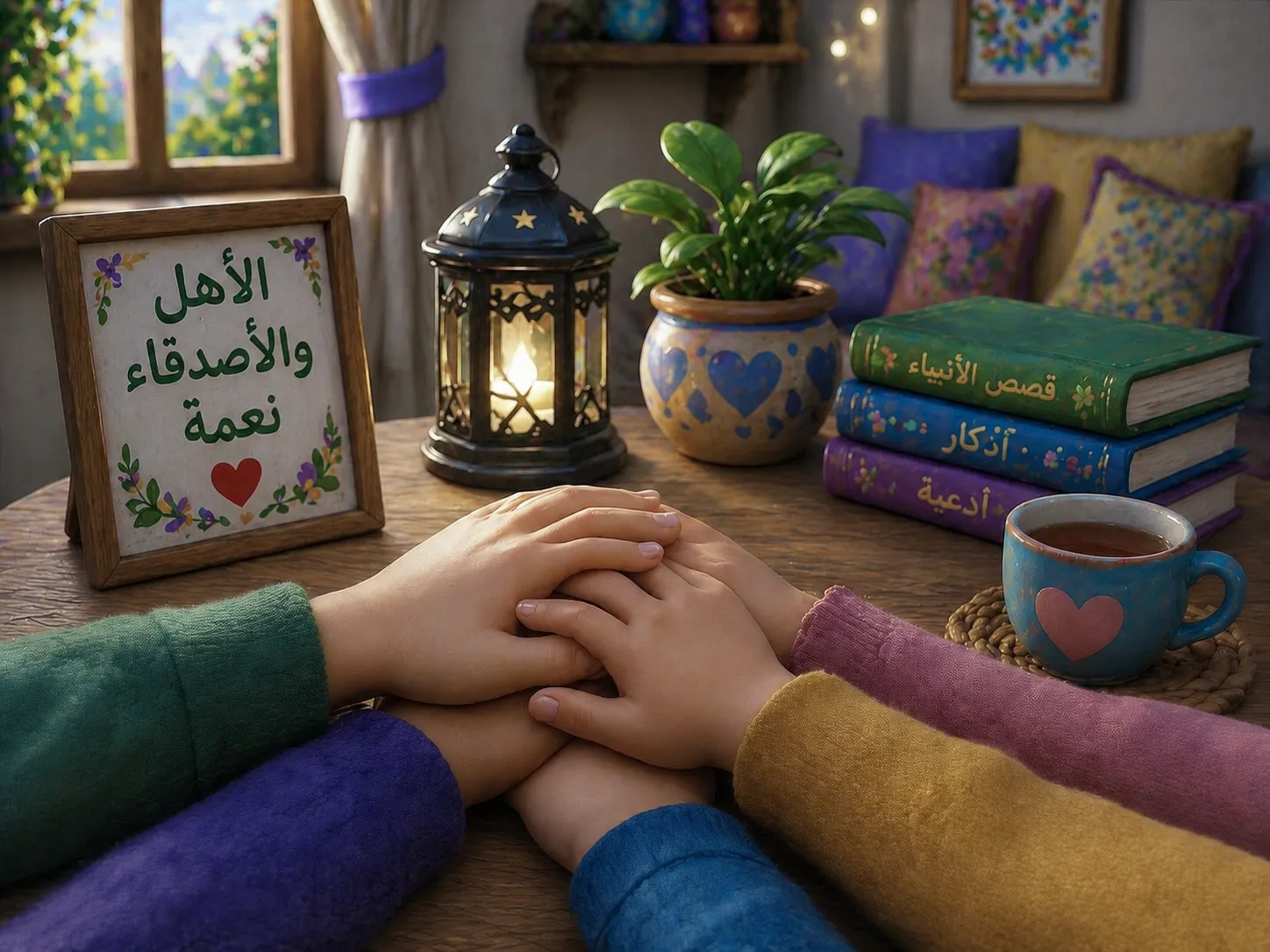 Tender family scene with warm light