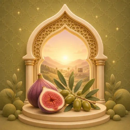 Illustration for Surah At-Tin, surah 95 of the Quran, the fig and the olive
